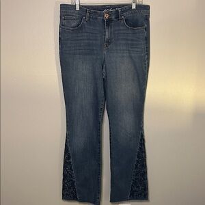 INC Dark Blue Boot Cut Jeans with Embroidered cut outs